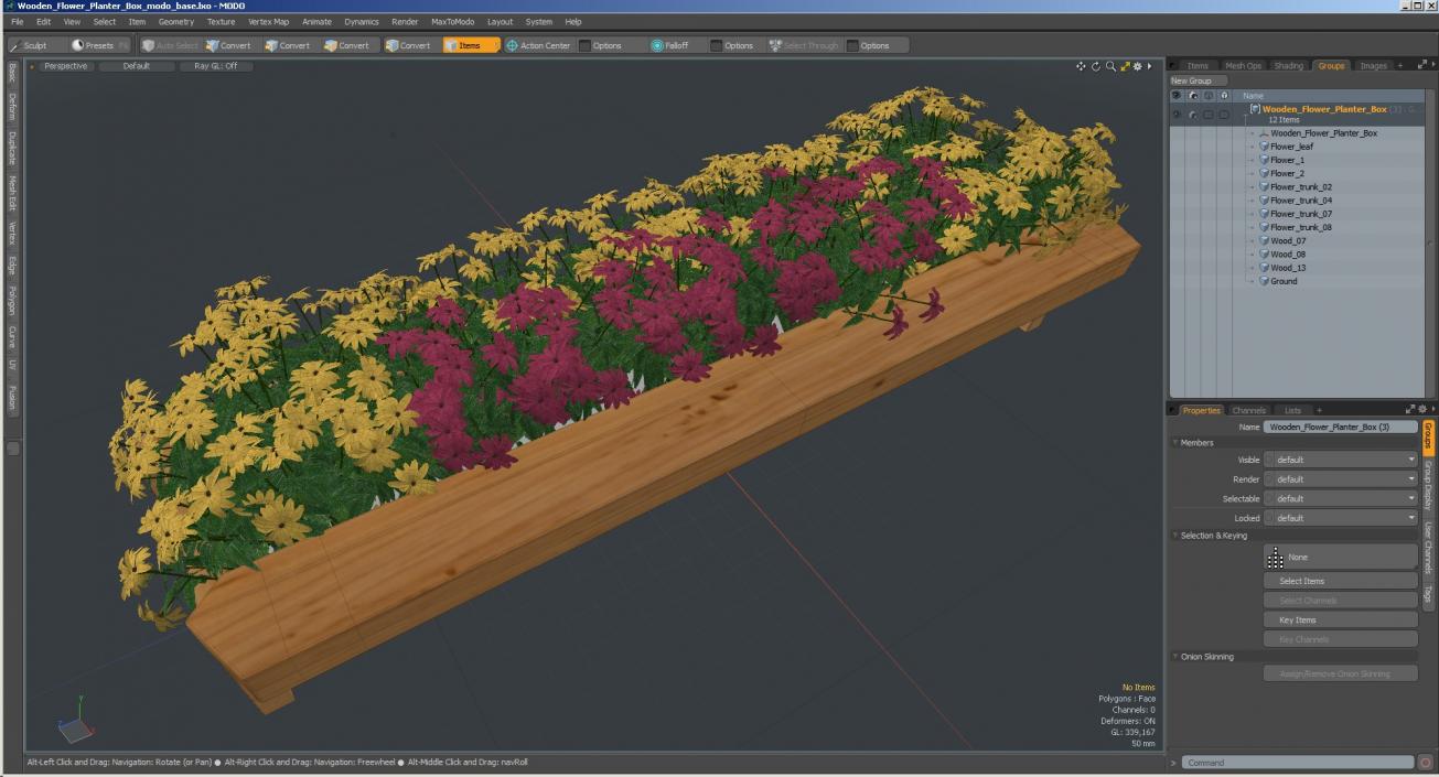 3D model Wooden Flower Planter Box