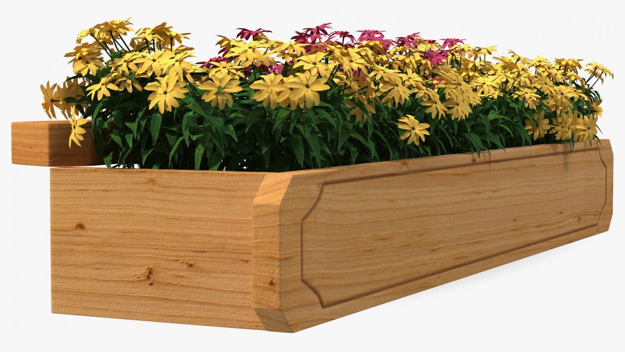 3D model Wooden Flower Planter Box