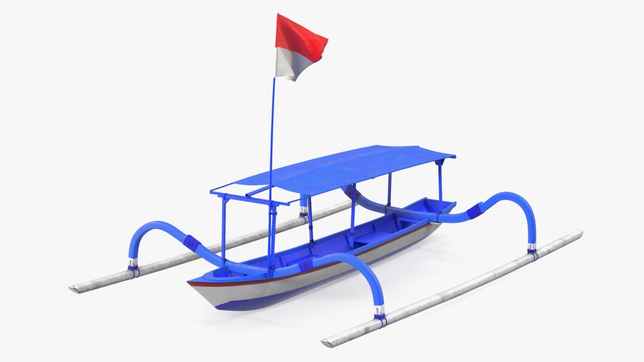 3D Traditional Jukung Boat Blue model