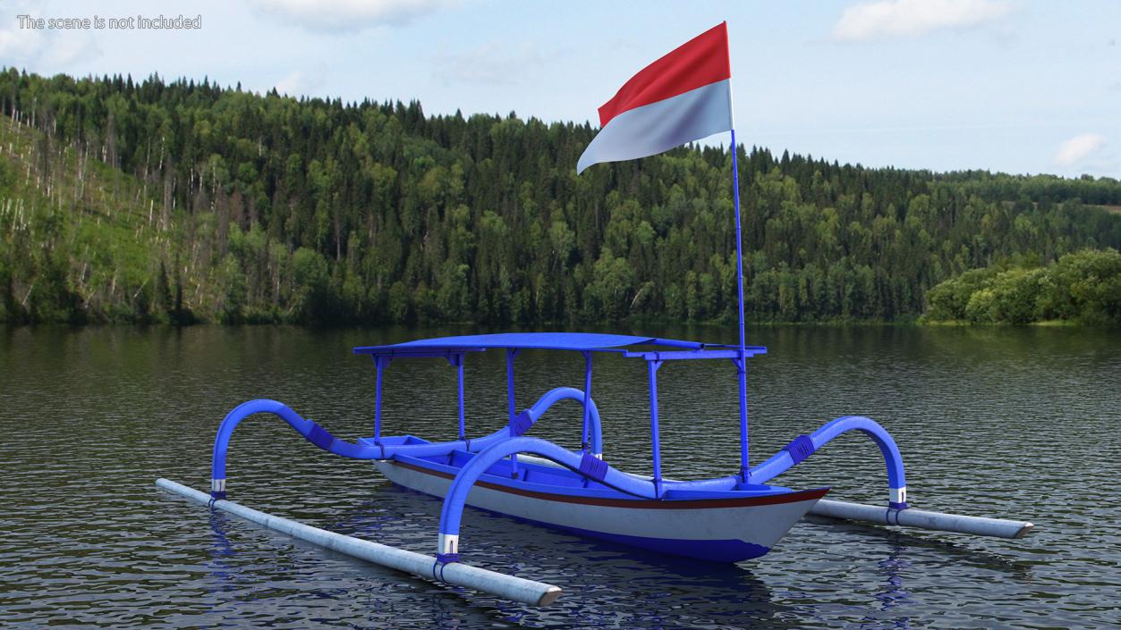 3D Traditional Jukung Boat Blue model