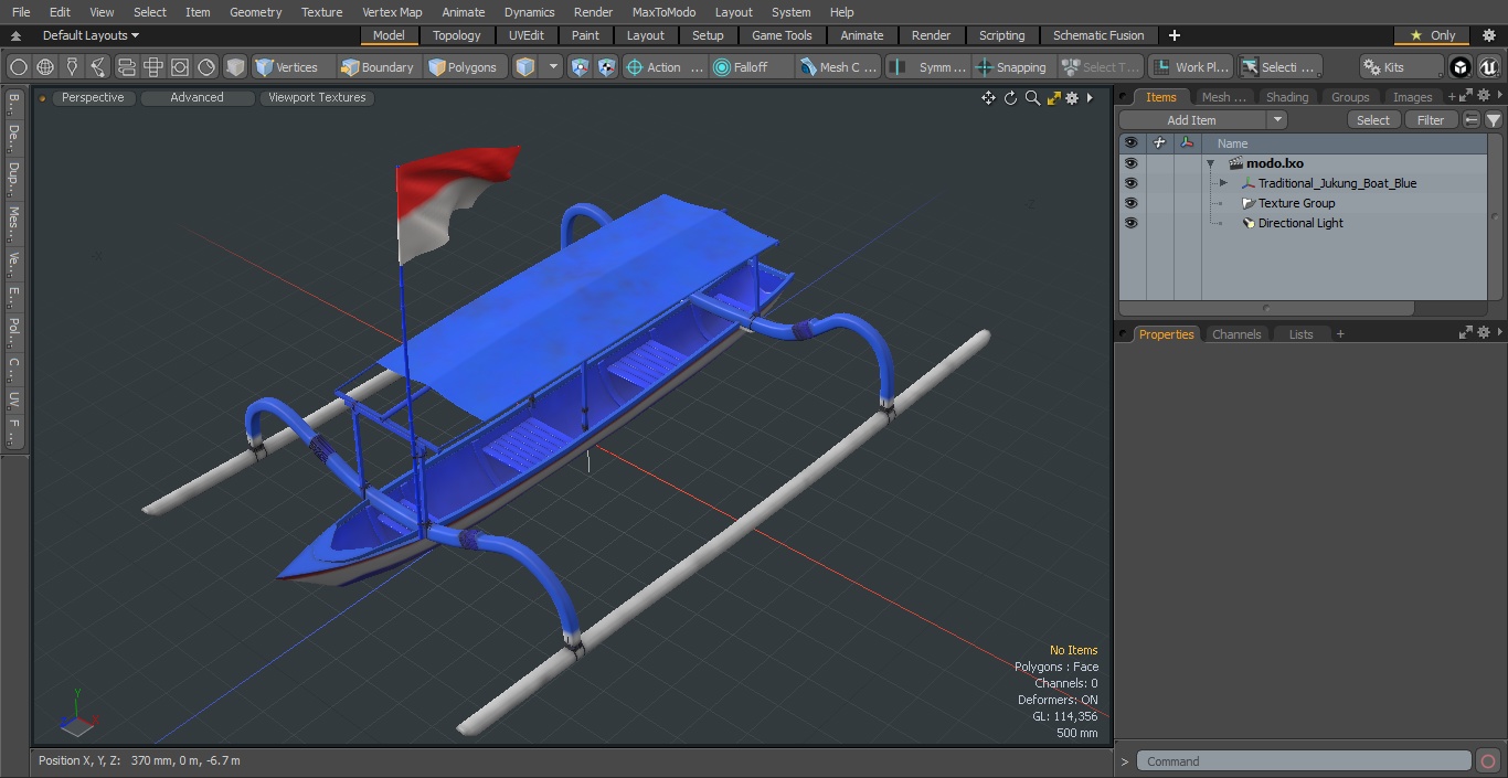 3D Traditional Jukung Boat Blue model