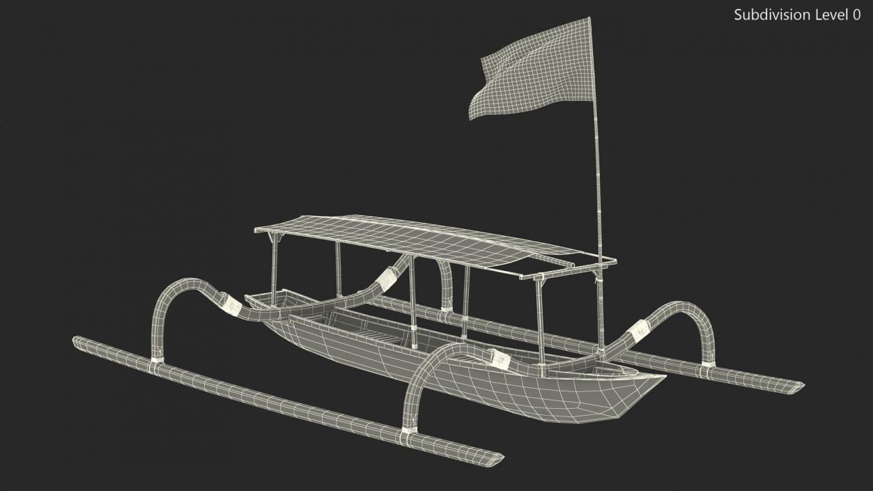 3D Traditional Jukung Boat Blue model