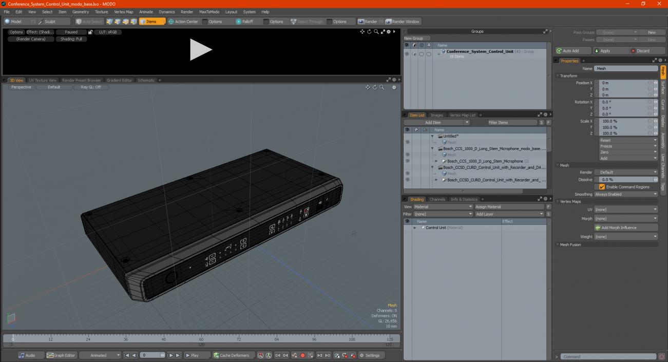 3D model Conference System Control Unit