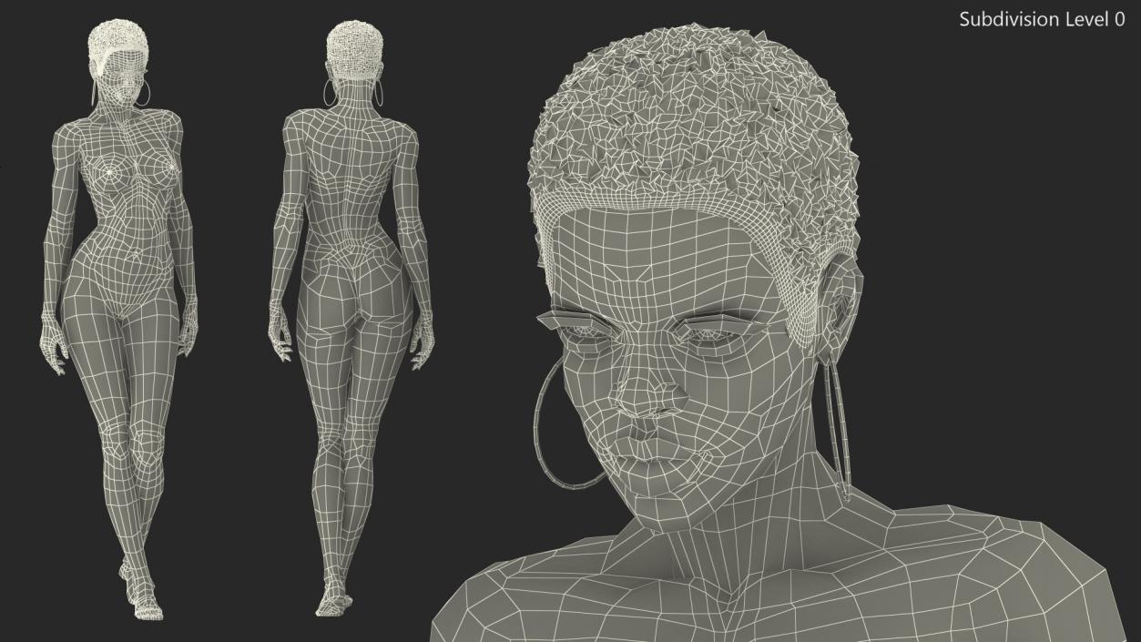 Afro American Woman Nude Dark Skin 3D model