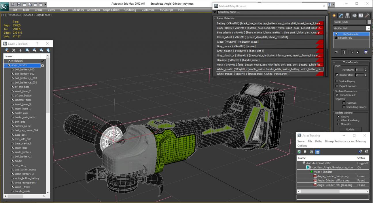 Bruschless Angle Grinder 3D model