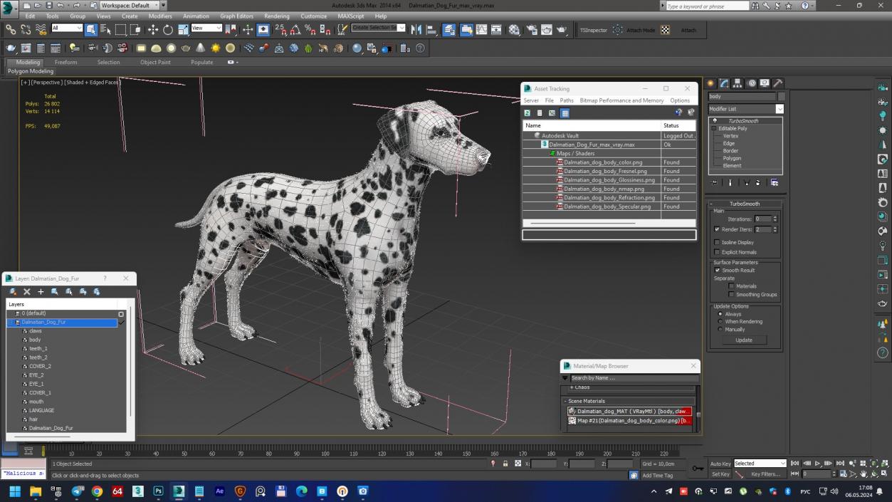 Dalmatian Dog Fur 2 3D model