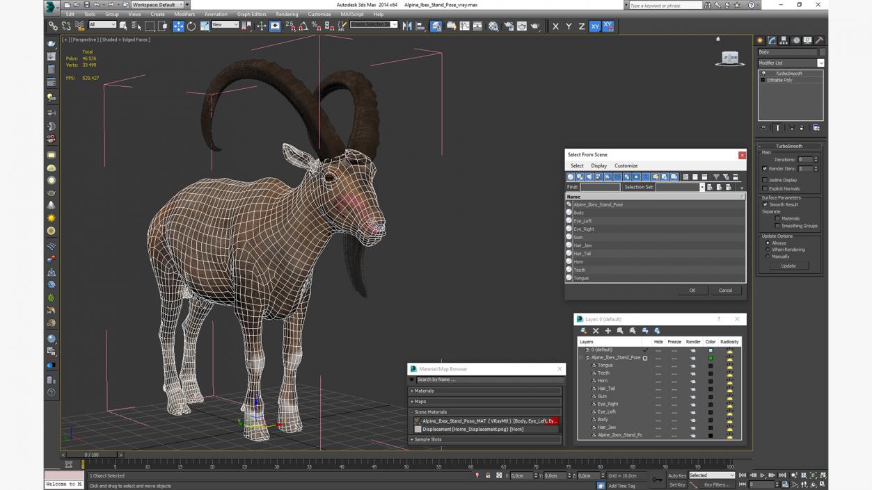 Alpine Ibex Stand Pose 2 3D model