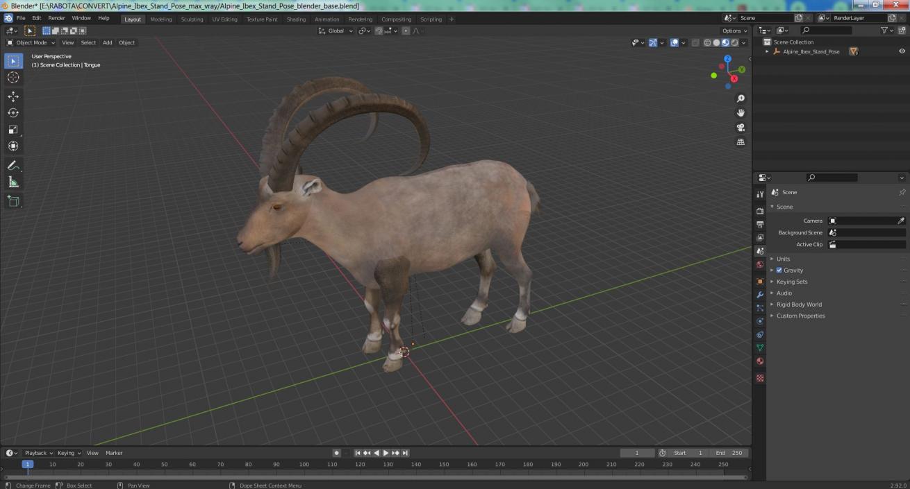 Alpine Ibex Stand Pose 2 3D model