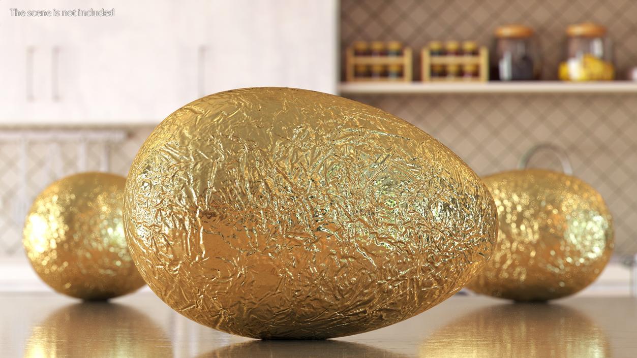 3D Foil Wrapped Chocolate Egg Gold