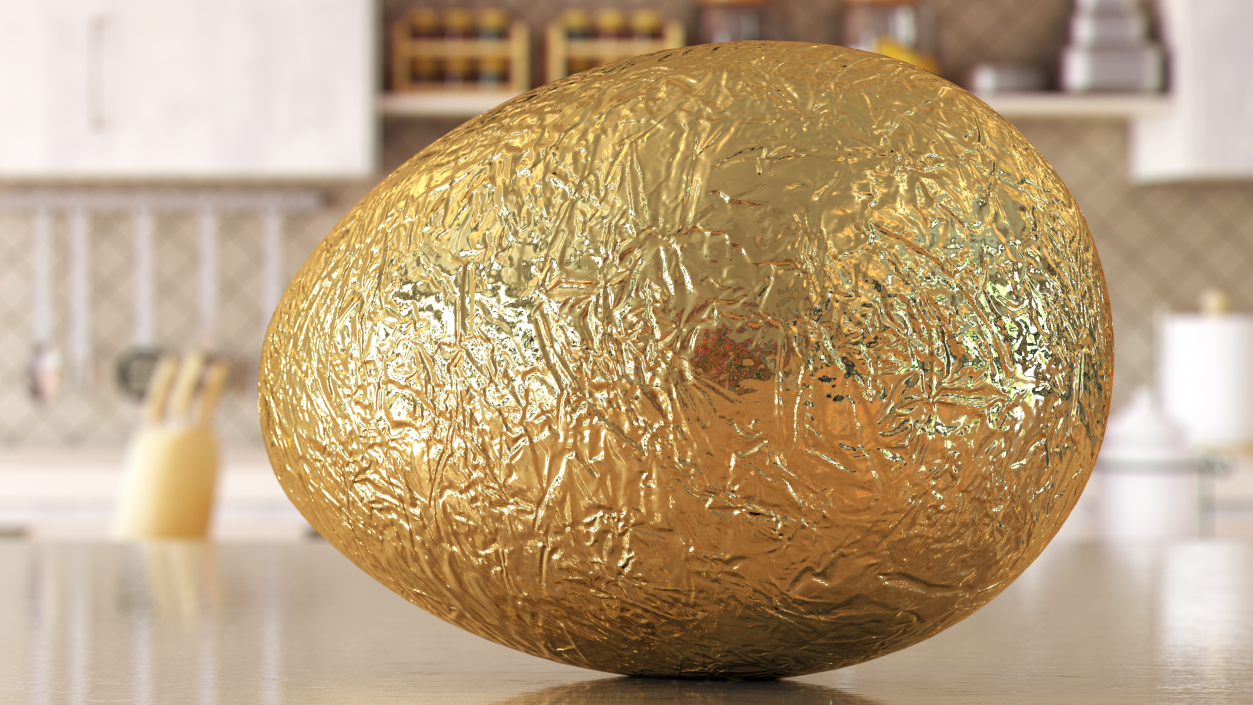 3D Foil Wrapped Chocolate Egg Gold