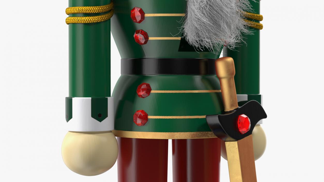 Wooden Nutcracker Green Fur 3D