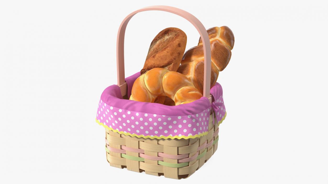 Basket with Bread 3D