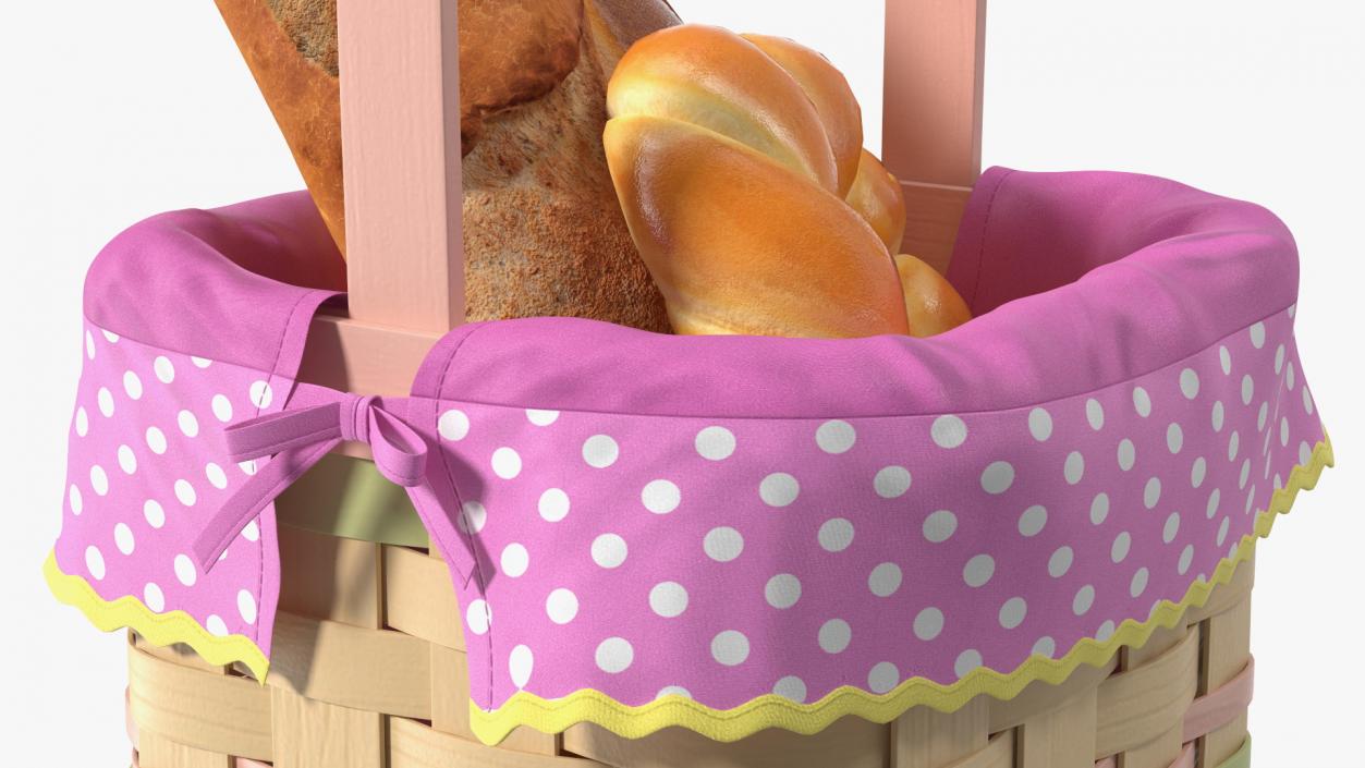 Basket with Bread 3D