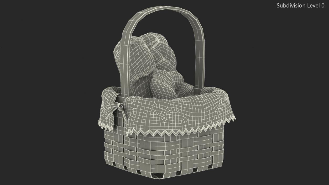 Basket with Bread 3D