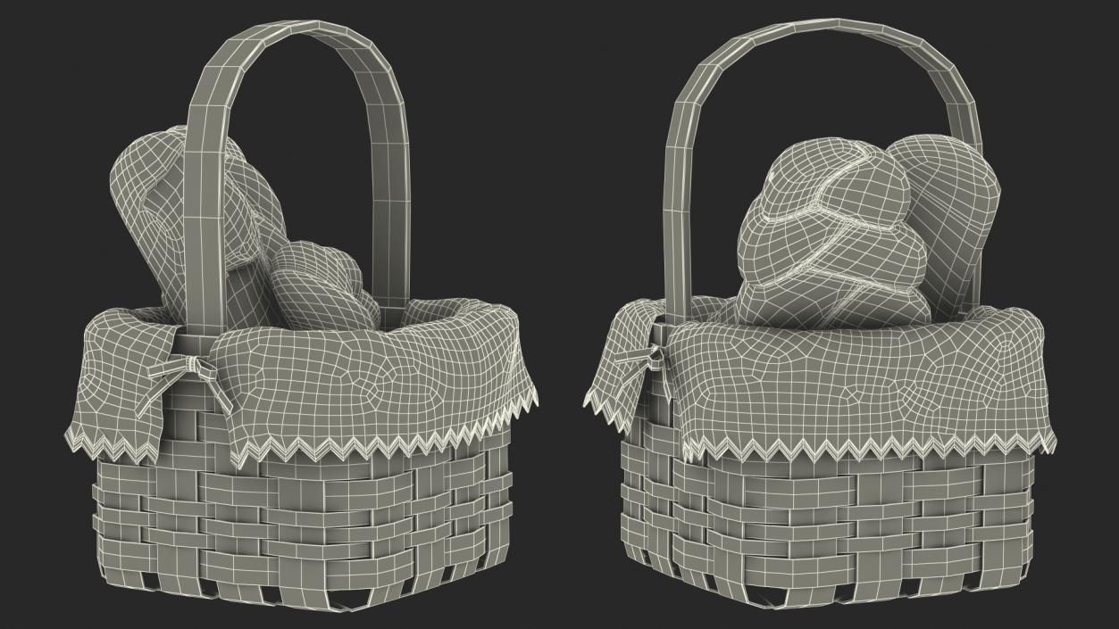 Basket with Bread 3D