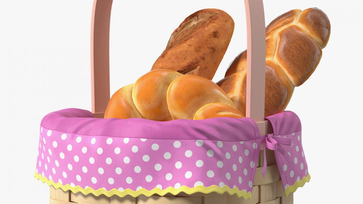 Basket with Bread 3D