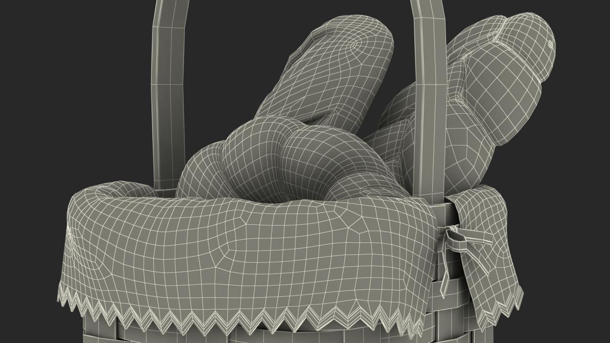 Basket with Bread 3D