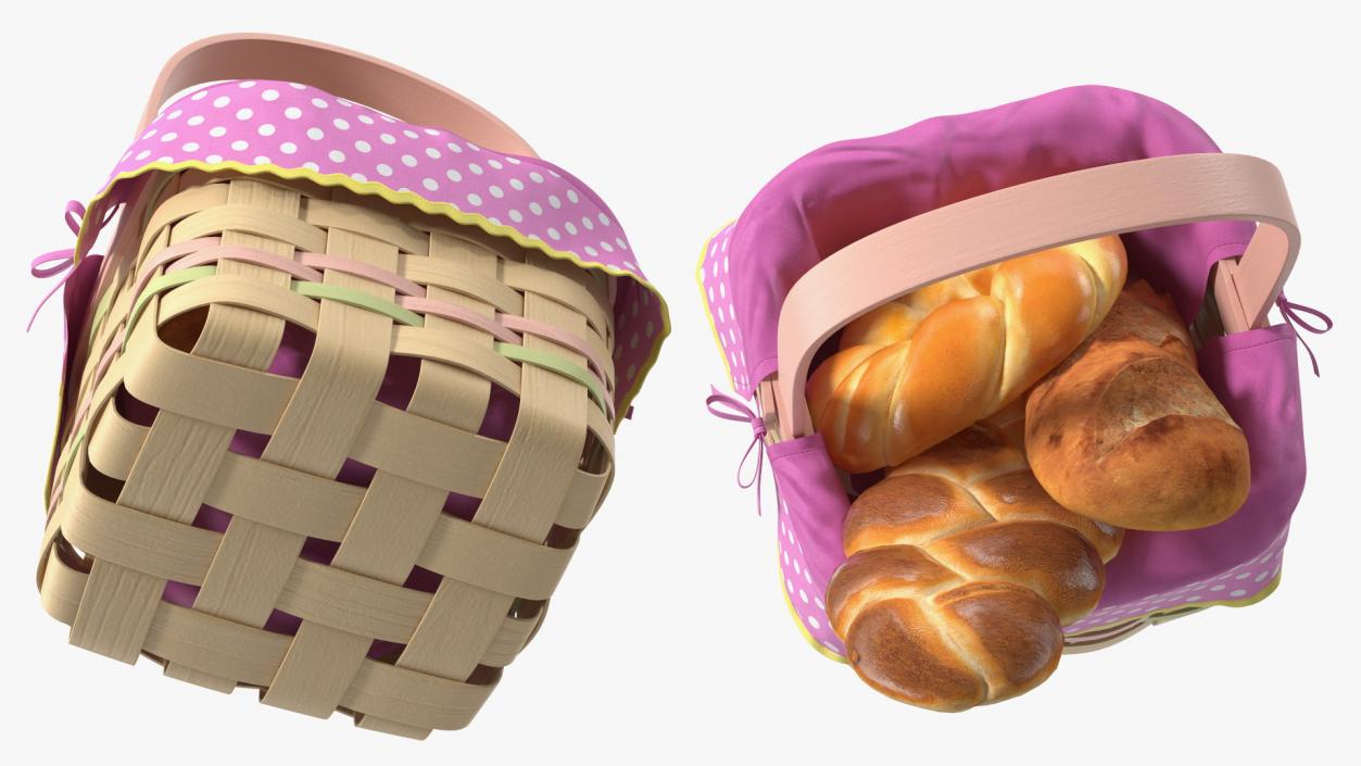 Basket with Bread 3D