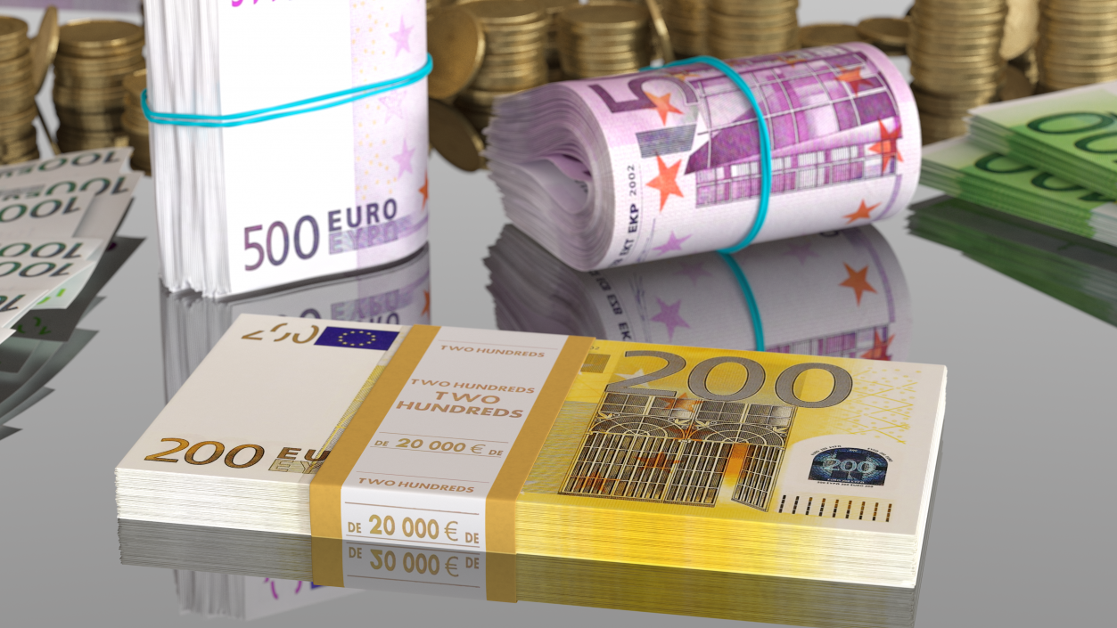 3D model 200 Euro Bundle Banknotes