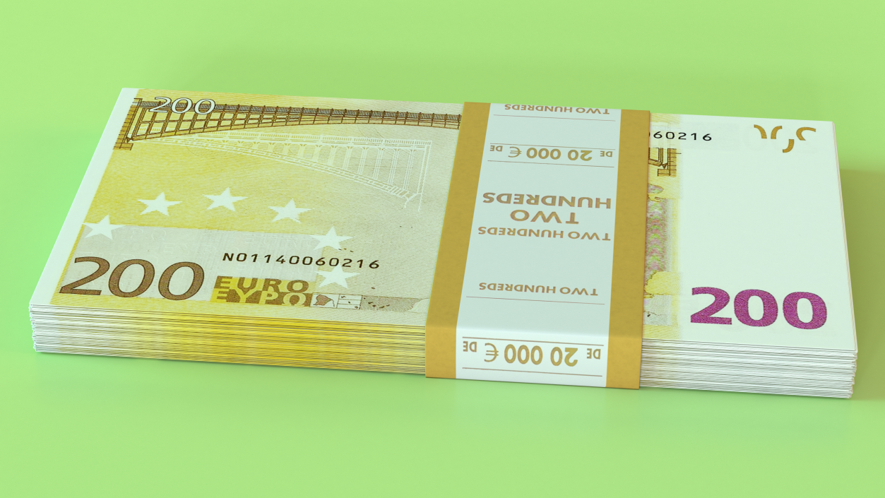 3D model 200 Euro Bundle Banknotes