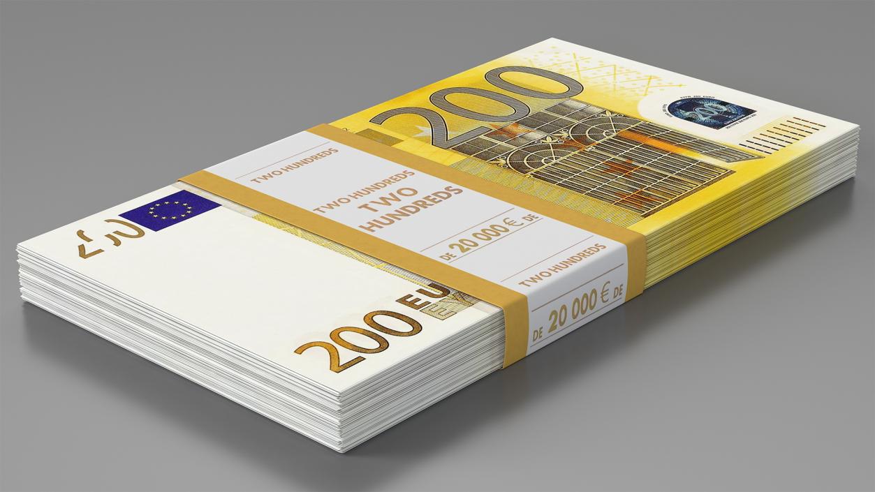 3D model 200 Euro Bundle Banknotes