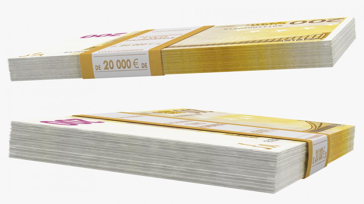 3D model 200 Euro Bundle Banknotes