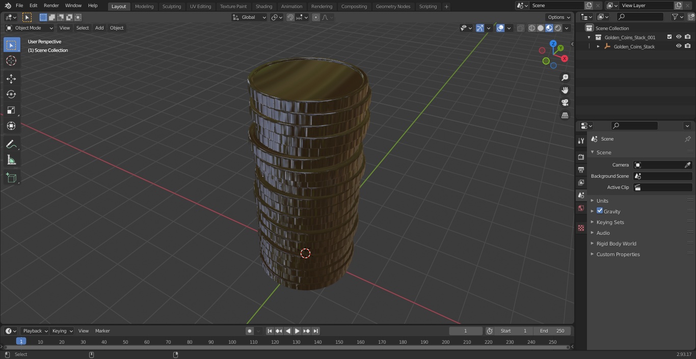 3D Golden Coins Stack model