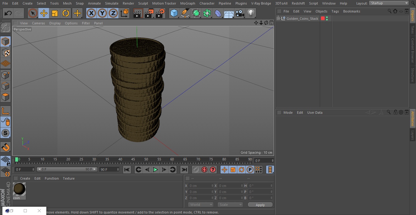 3D Golden Coins Stack model