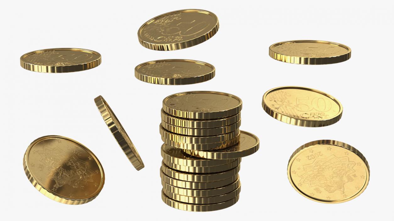 3D Golden Coins Stack model