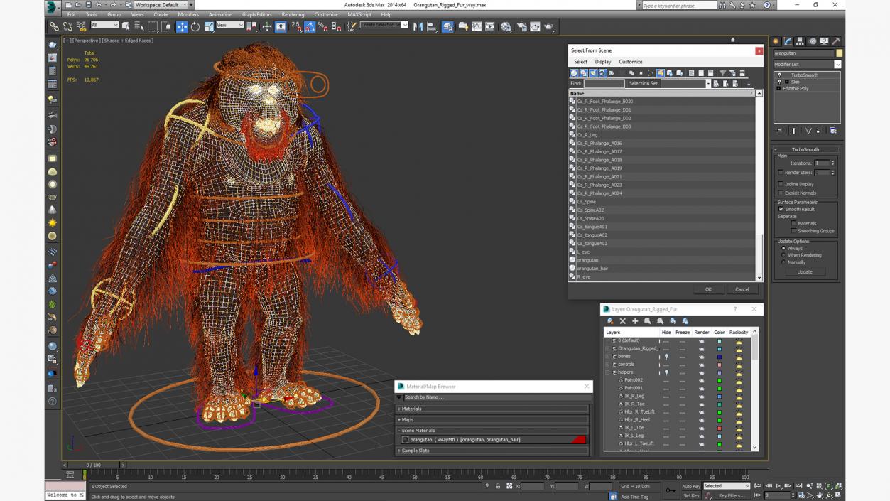 3D model Orangutan Rigged Fur