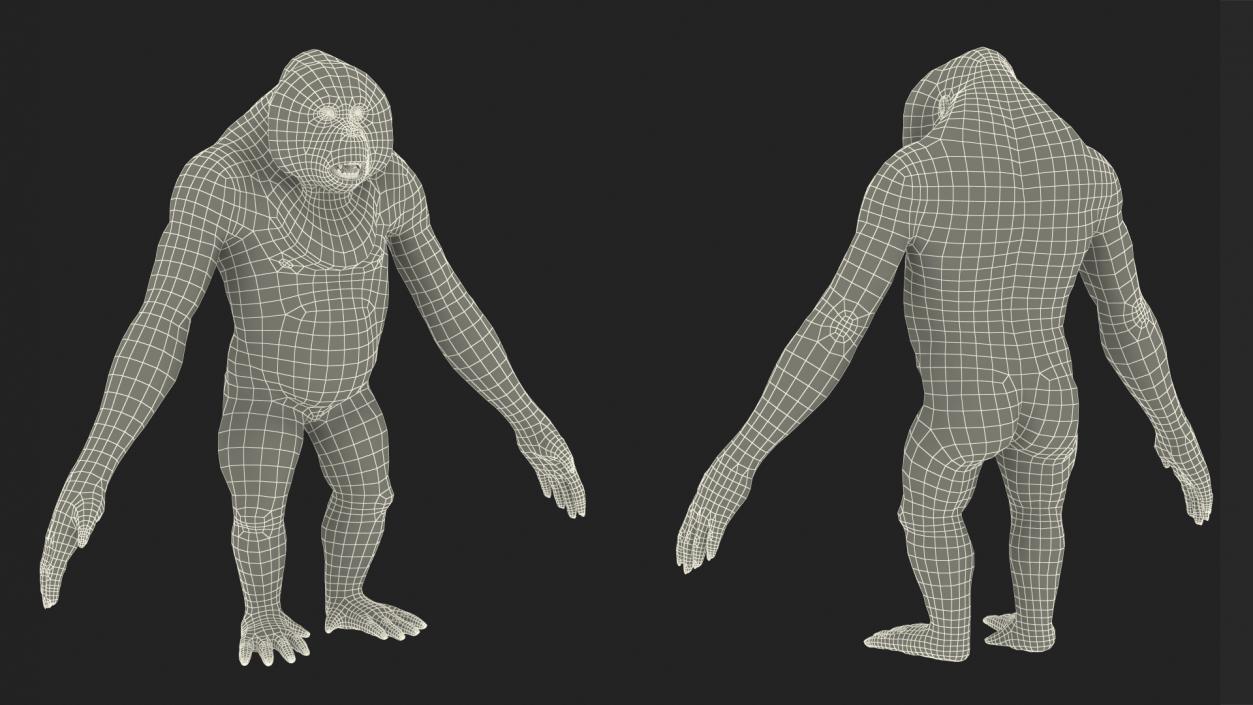 3D model Orangutan Rigged Fur