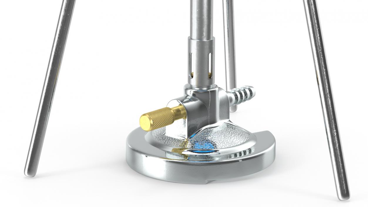 3D model Bunsen Burner with Erlenmeyer Flask on Tripod