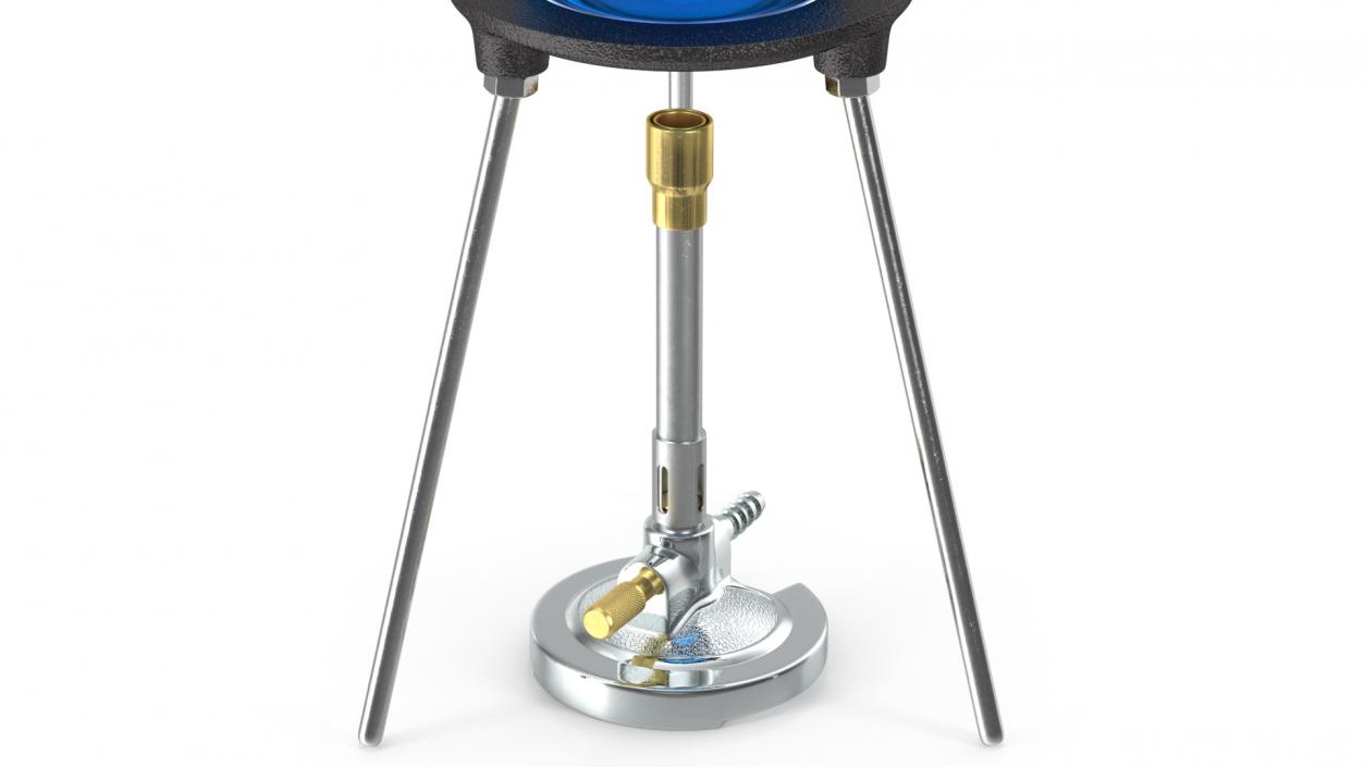 3D model Bunsen Burner with Erlenmeyer Flask on Tripod