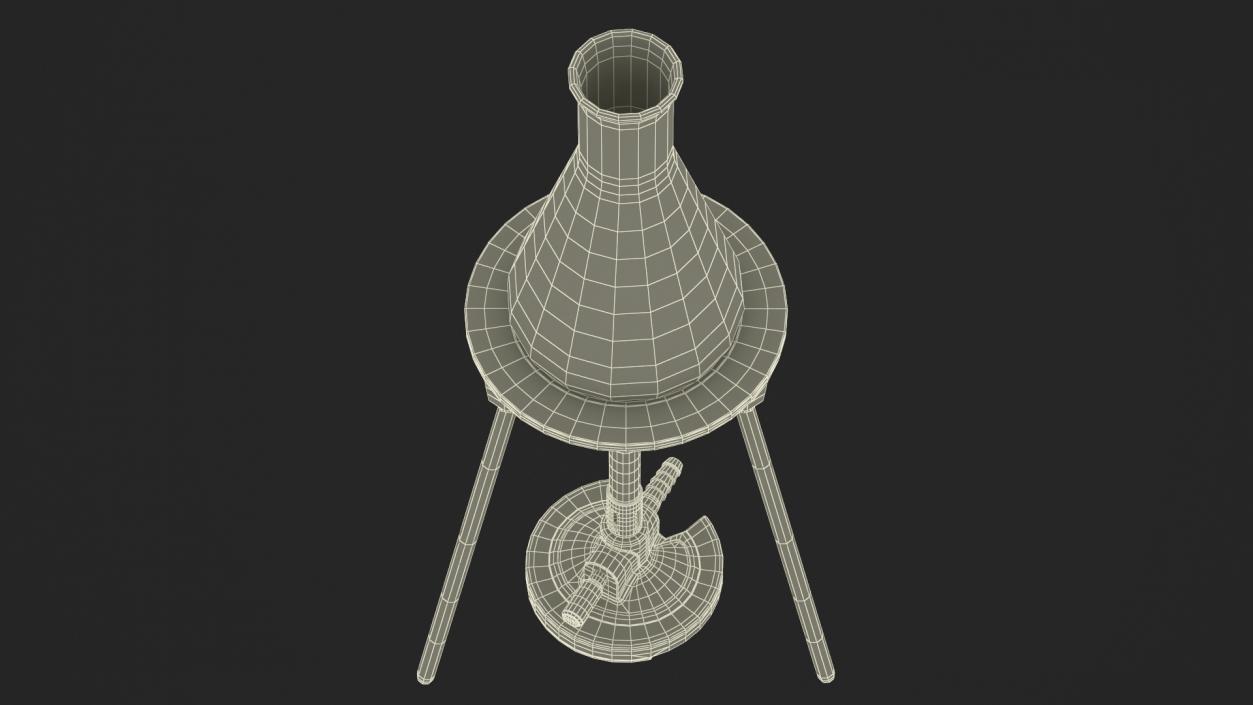 3D model Bunsen Burner with Erlenmeyer Flask on Tripod