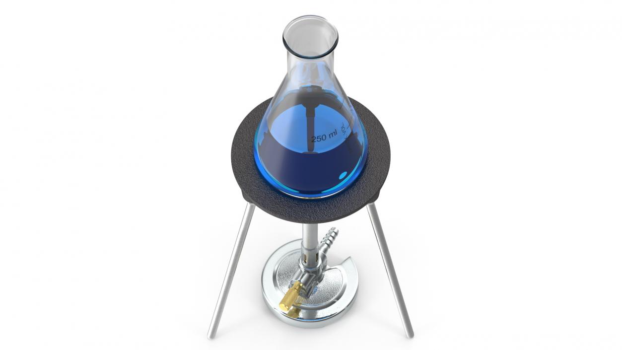 3D model Bunsen Burner with Erlenmeyer Flask on Tripod