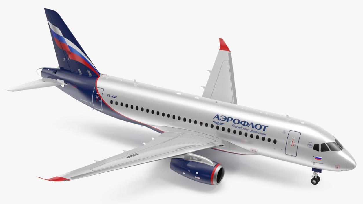 3D Sukhoi Superjet 100 with Saberlets Aeroflot model