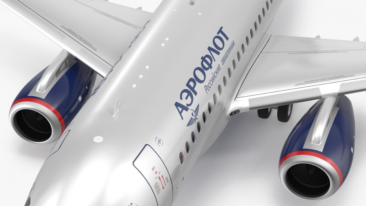 3D Sukhoi Superjet 100 with Saberlets Aeroflot model