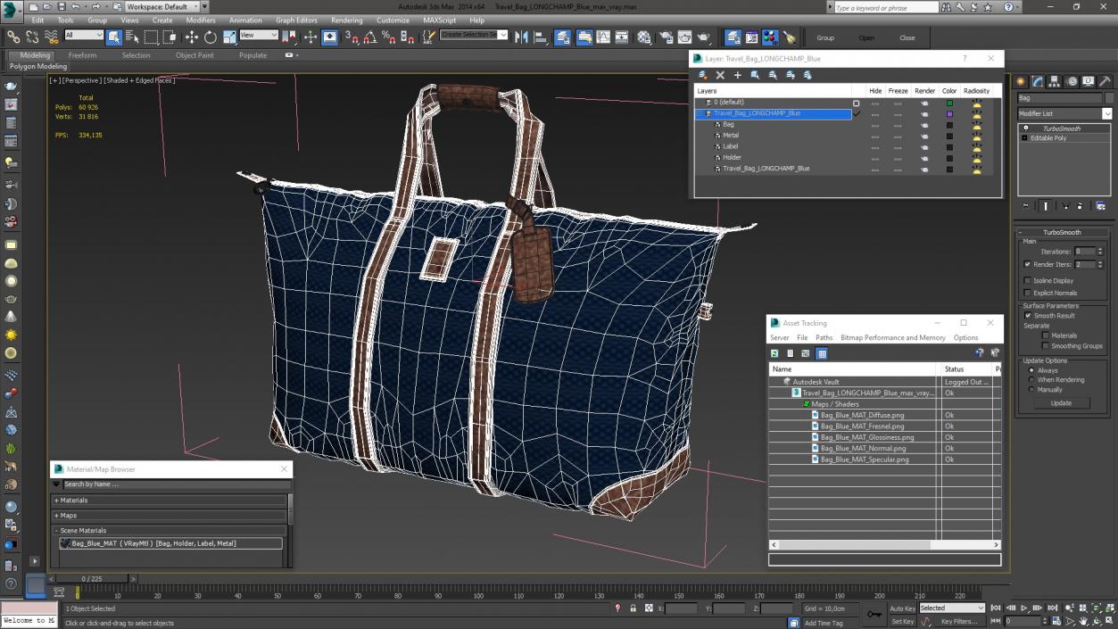 3D model Travel Bag LONGCHAMP Blue