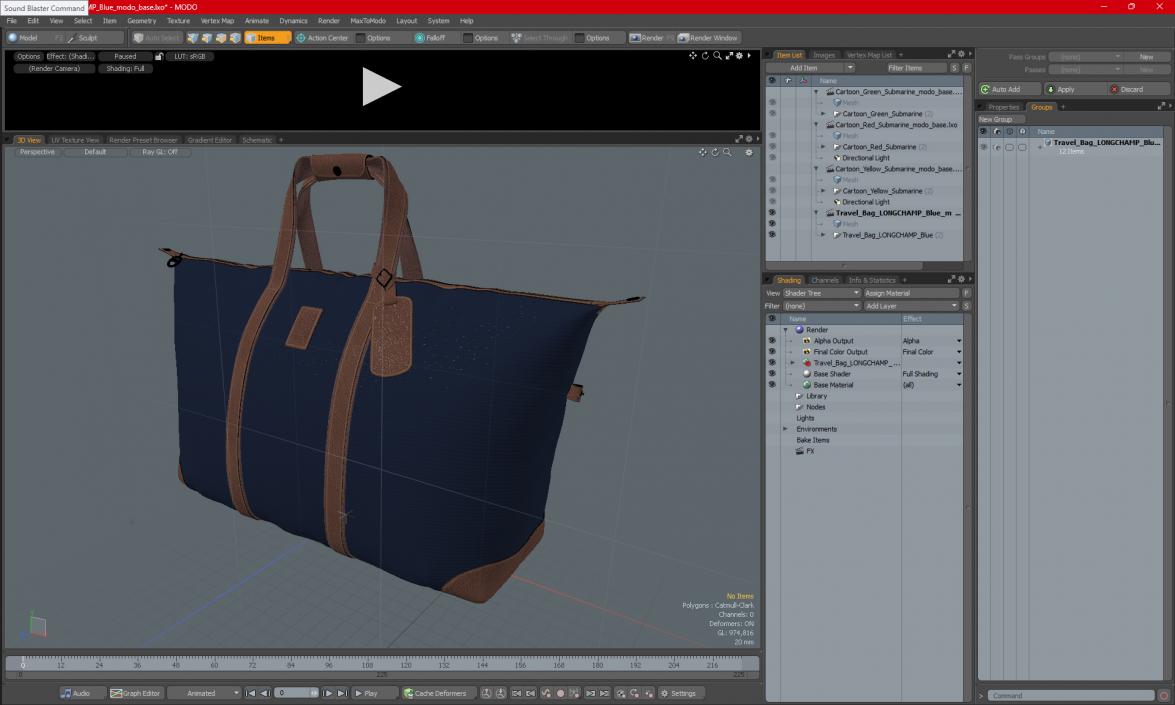 3D model Travel Bag LONGCHAMP Blue