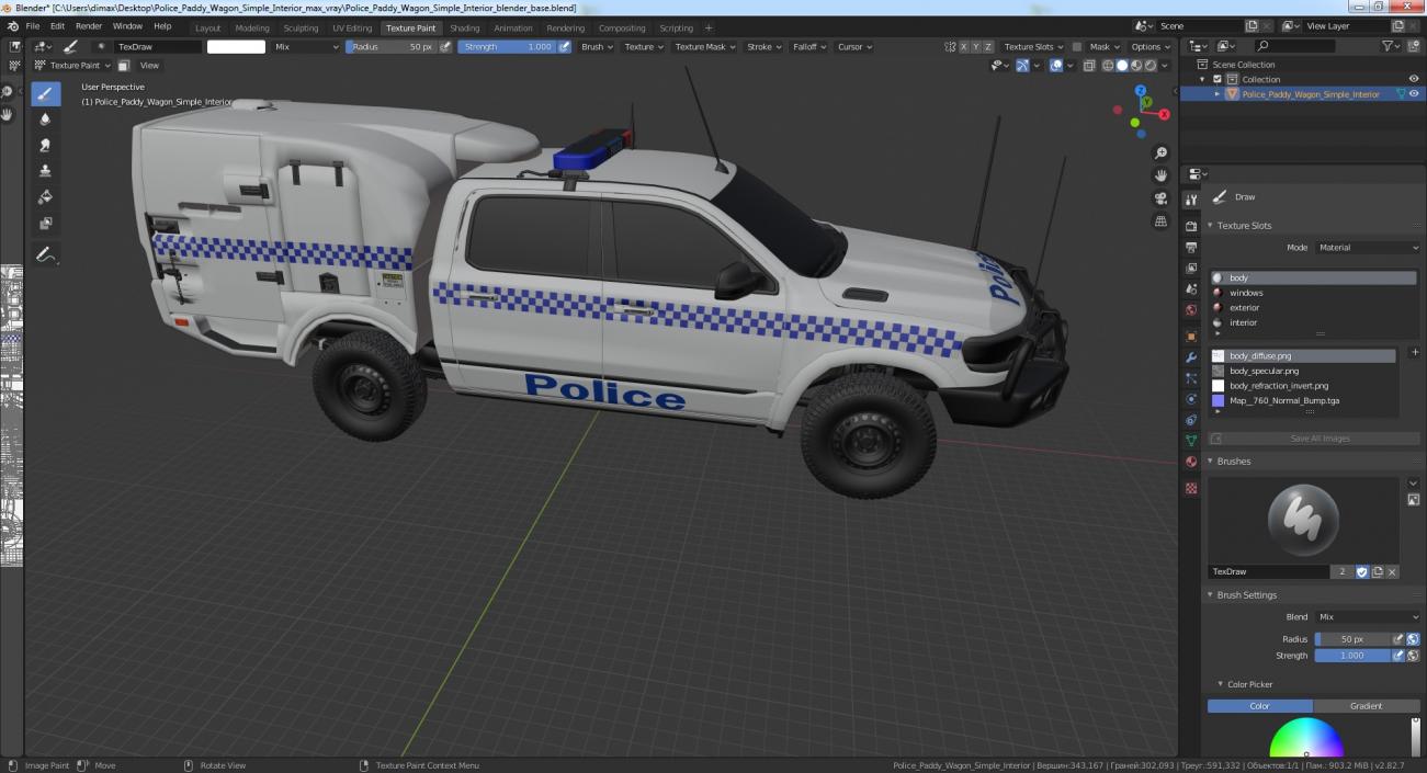 Police Paddy Wagon Simple Interior 3D model