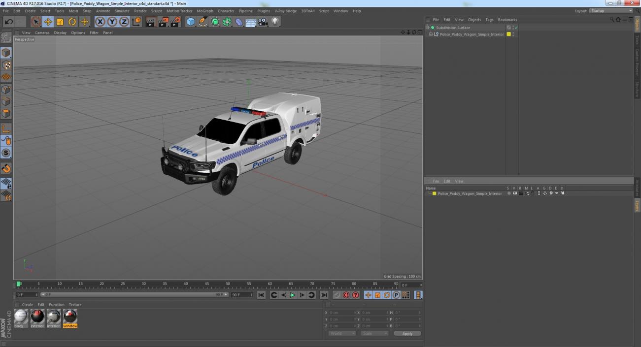 Police Paddy Wagon Simple Interior 3D model