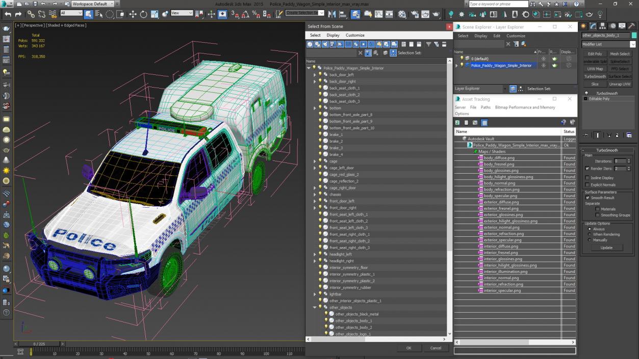 Police Paddy Wagon Simple Interior 3D model