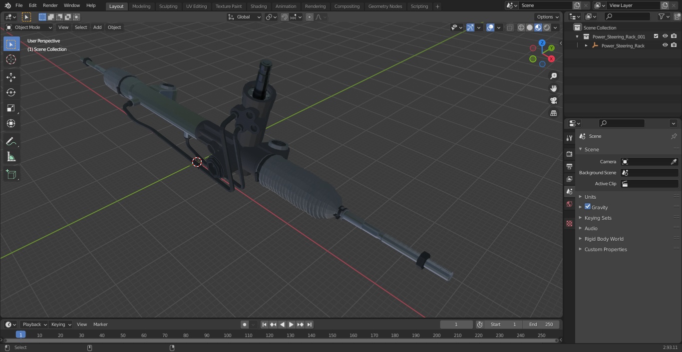 Power Steering Rack 3D model