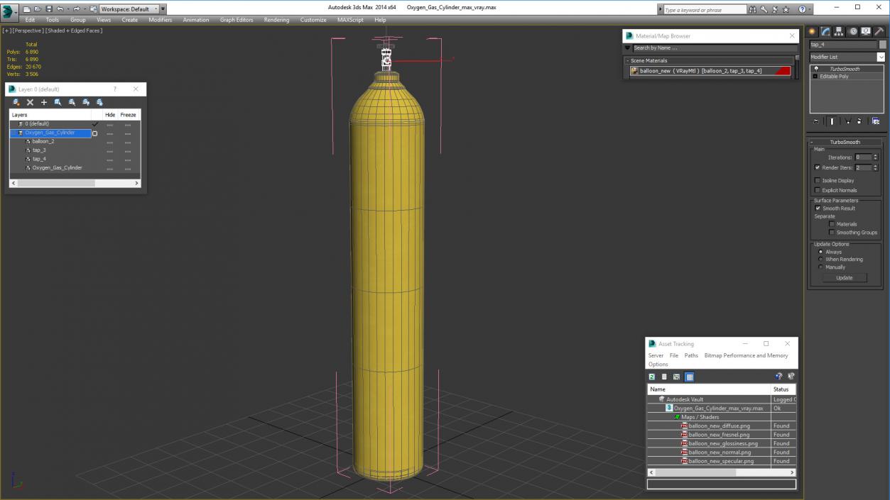 Oxygen Gas Cylinder 3D model