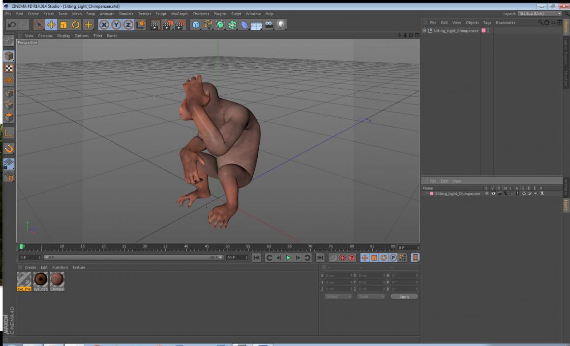 Sitting Light Chimpanzee 3D model