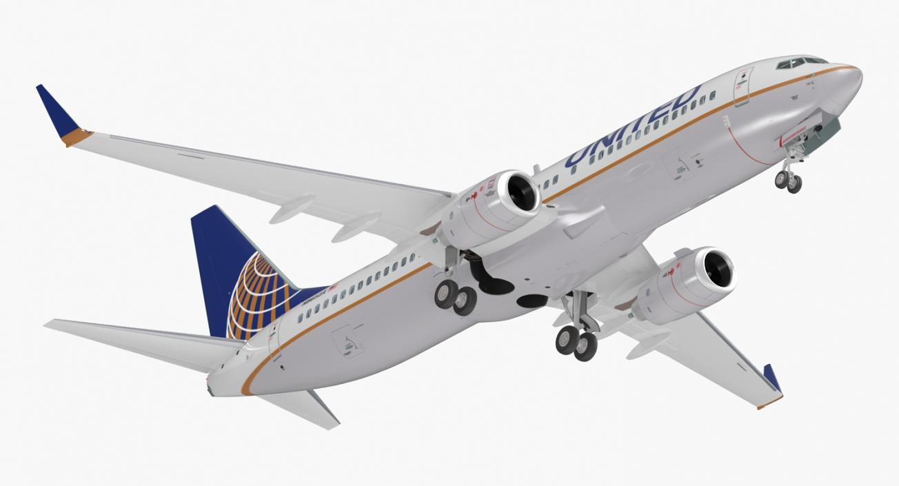 3D Boeing 737-800 with Interior United Airlines Rigged