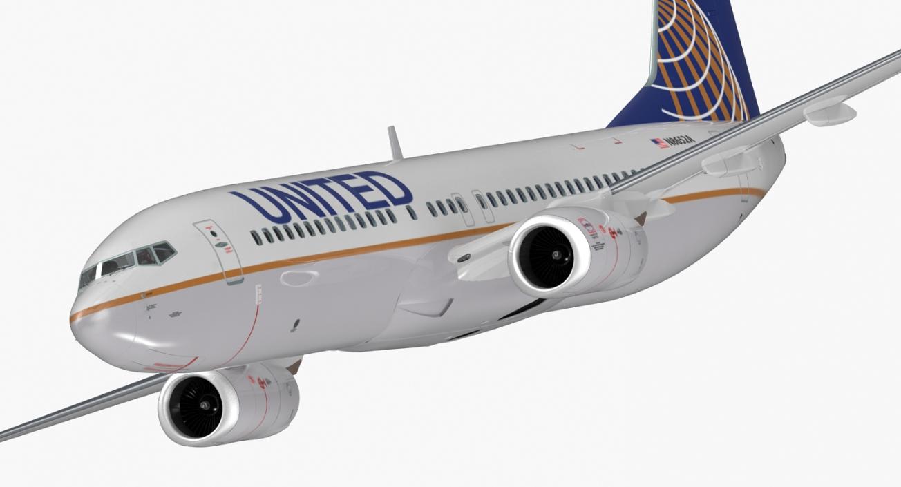 3D Boeing 737-800 with Interior United Airlines Rigged