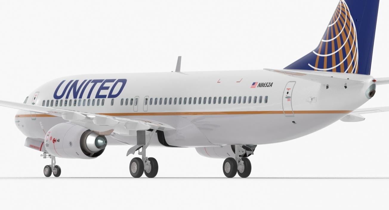 3D Boeing 737-800 with Interior United Airlines Rigged