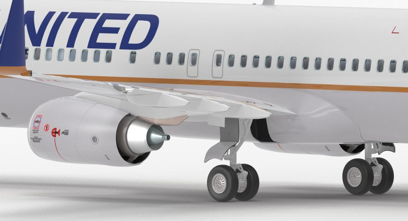 3D Boeing 737-800 with Interior United Airlines Rigged