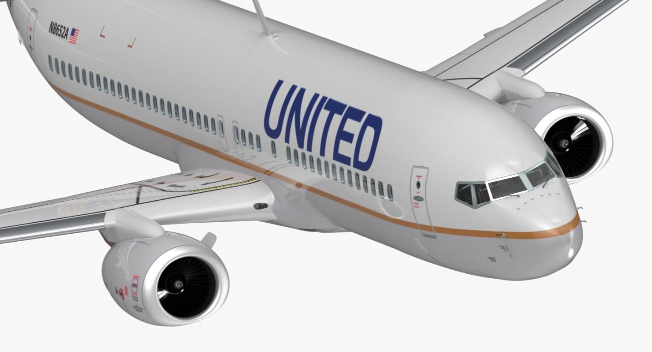 3D Boeing 737-800 with Interior United Airlines Rigged